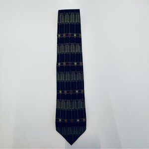 Frank Lloyd Wright black Tie with Geometric Gold and Red Accents